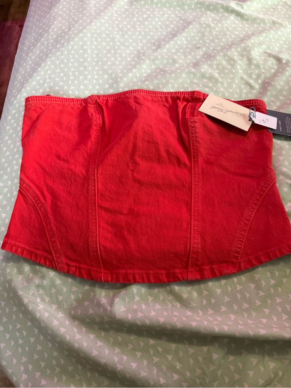 Universal Thread Red Strapless Denim Mini Top